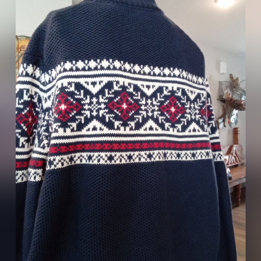 Izod Winter Sweater Navy Blue Heavy Weight Men's Sweater Size XL